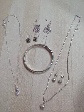 RESELLERS!! LOT OF SOLID STERLING SILVER 925 JEWELRY NECKLACES BANGLE EARRINGS